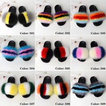 Load image into Gallery viewer, SARSALLYA Fur Slippers Women Real Fox Fur Slides Home Furry Flat Sandals Female Cute Fluffy House Shoes Woman Brand Luxury 2020
