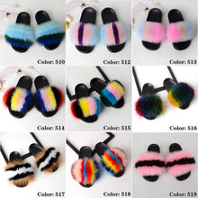 Load image into Gallery viewer, SARSALLYA Fur Slippers Women Real Fox Fur Slides Home Furry Flat Sandals Female Cute Fluffy House Shoes Woman Brand Luxury 2020
