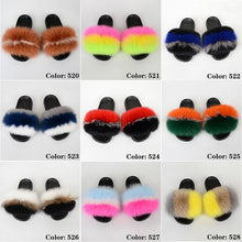 Load image into Gallery viewer, SARSALLYA Fur Slippers Women Real Fox Fur Slides Home Furry Flat Sandals Female Cute Fluffy House Shoes Woman Brand Luxury 2020
