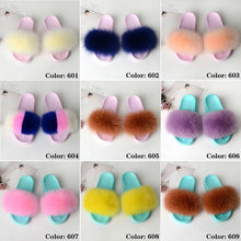 Load image into Gallery viewer, SARSALLYA Fur Slippers Women Real Fox Fur Slides Home Furry Flat Sandals Female Cute Fluffy House Shoes Woman Brand Luxury 2020
