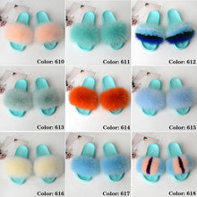 Load image into Gallery viewer, SARSALLYA Fur Slippers Women Real Fox Fur Slides Home Furry Flat Sandals Female Cute Fluffy House Shoes Woman Brand Luxury 2020
