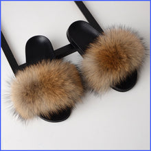 Load image into Gallery viewer, SARSALLYA Fur Slippers Women Real Fox Fur Slides Home Furry Flat Sandals Female Cute Fluffy House Shoes Woman Brand Luxury 2020
