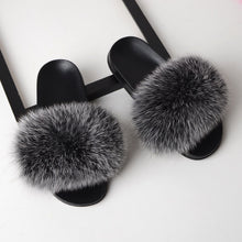 Load image into Gallery viewer, SARSALLYA Fur Slippers Women Real Fox Fur Slides Home Furry Flat Sandals Female Cute Fluffy House Shoes Woman Brand Luxury 2020
