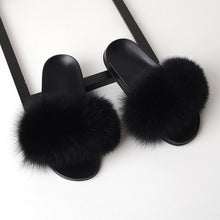 Load image into Gallery viewer, SARSALLYA Fur Slippers Women Real Fox Fur Slides Home Furry Flat Sandals Female Cute Fluffy House Shoes Woman Brand Luxury 2020
