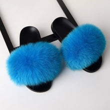 Load image into Gallery viewer, SARSALLYA Fur Slippers Women Real Fox Fur Slides Home Furry Flat Sandals Female Cute Fluffy House Shoes Woman Brand Luxury 2020
