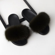 Load image into Gallery viewer, SARSALLYA Fur Slippers Women Real Fox Fur Slides Home Furry Flat Sandals Female Cute Fluffy House Shoes Woman Brand Luxury 2020
