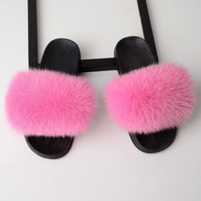 Load image into Gallery viewer, SARSALLYA Fur Slippers Women Real Fox Fur Slides Home Furry Flat Sandals Female Cute Fluffy House Shoes Woman Brand Luxury 2020
