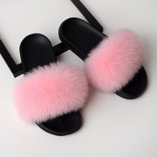 Load image into Gallery viewer, SARSALLYA Fur Slippers Women Real Fox Fur Slides Home Furry Flat Sandals Female Cute Fluffy House Shoes Woman Brand Luxury 2020
