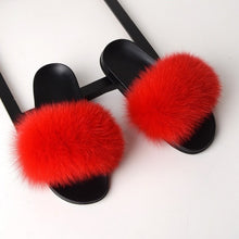 Load image into Gallery viewer, SARSALLYA Fur Slippers Women Real Fox Fur Slides Home Furry Flat Sandals Female Cute Fluffy House Shoes Woman Brand Luxury 2020
