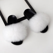 Load image into Gallery viewer, SARSALLYA Fur Slippers Women Real Fox Fur Slides Home Furry Flat Sandals Female Cute Fluffy House Shoes Woman Brand Luxury 2020
