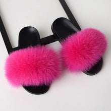 Load image into Gallery viewer, SARSALLYA Fur Slippers Women Real Fox Fur Slides Home Furry Flat Sandals Female Cute Fluffy House Shoes Woman Brand Luxury 2020
