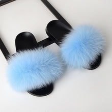 Load image into Gallery viewer, SARSALLYA Fur Slippers Women Real Fox Fur Slides Home Furry Flat Sandals Female Cute Fluffy House Shoes Woman Brand Luxury 2020
