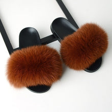 Load image into Gallery viewer, SARSALLYA Fur Slippers Women Real Fox Fur Slides Home Furry Flat Sandals Female Cute Fluffy House Shoes Woman Brand Luxury 2020
